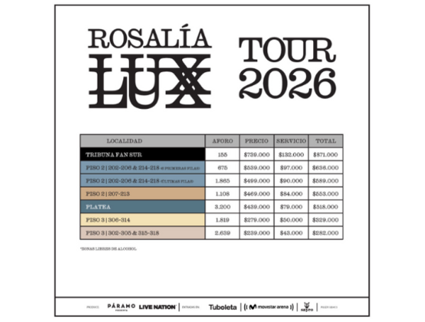 Rosalía llega a Bogotá con su 'Lux Tour 2026'